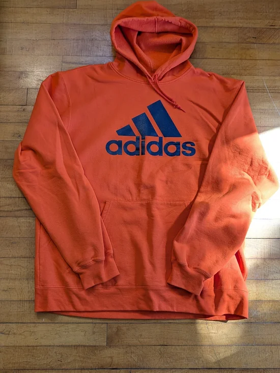 adidas Men's Orange Logo Pullover Hoodie