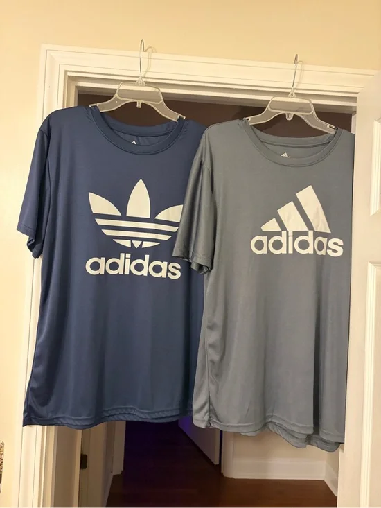adidas Navy & Slate Blue Graphic Logo Tees