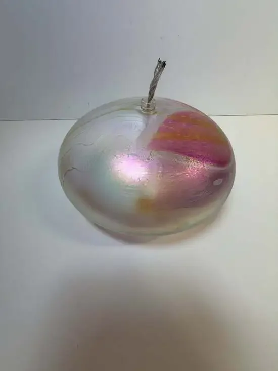 Glasshouse Art Glass Iridescent Oil Lamp