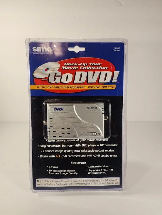 Go DVD Back up Your Movie Collection, Allows One Touch DVD Recording CT-200 NEW