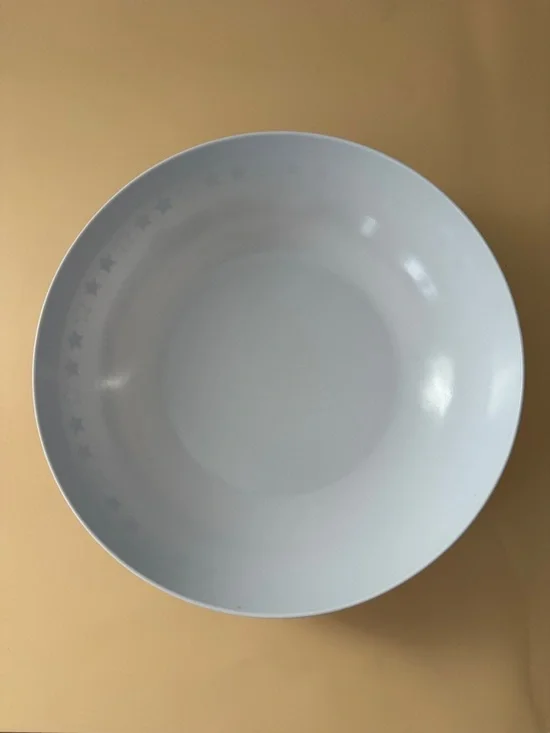 White Melamine Serving Bowl with Red and Blue Star Border