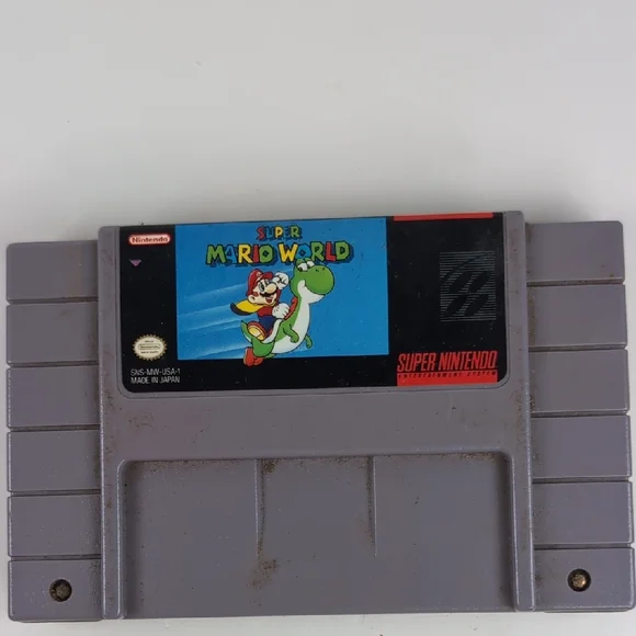 Nintendo Super Mario World SNES Cartridge - Gray and Blue