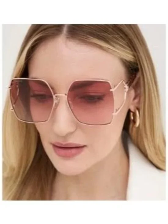 NEW GG1564SA 004 GUCCI SUNGLASSES, GOLD/PINK OVERSIZED WOMEN GUCCI EYEWEAR