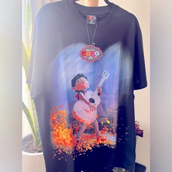 Mystical Black and Orange Short Sleeve Tee with Fiery Design