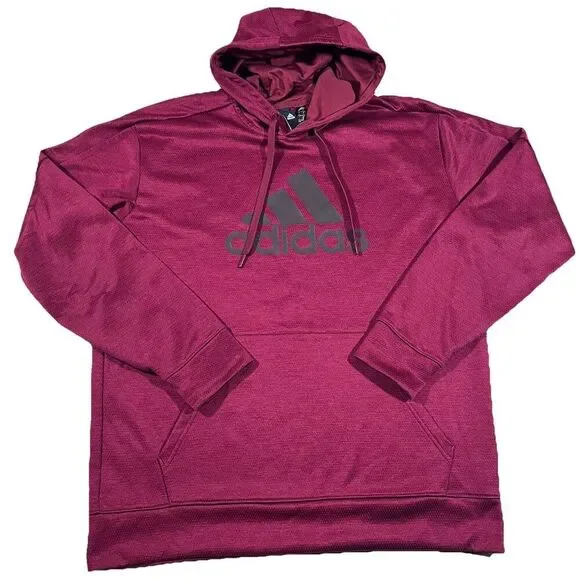 Adidas Climawarm Burbundy Logo Pullover Hoodie Sweatshirt Men's Size Large
