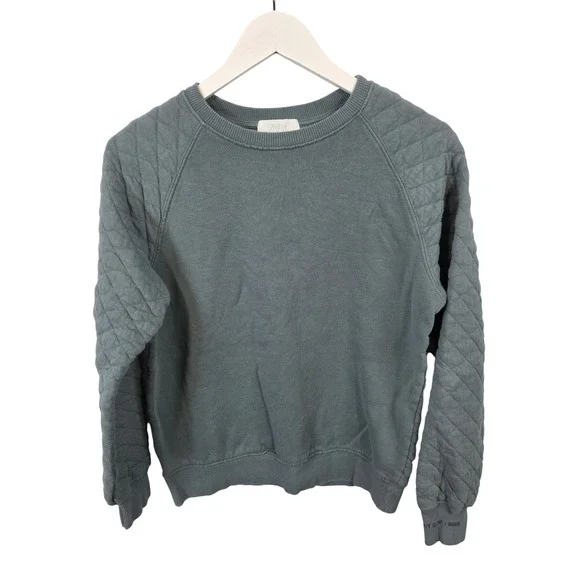 Zara Kids Quilted Sleeve Sweatshirt Crewneck Gray Blue Pullover Size 11/12 /B101