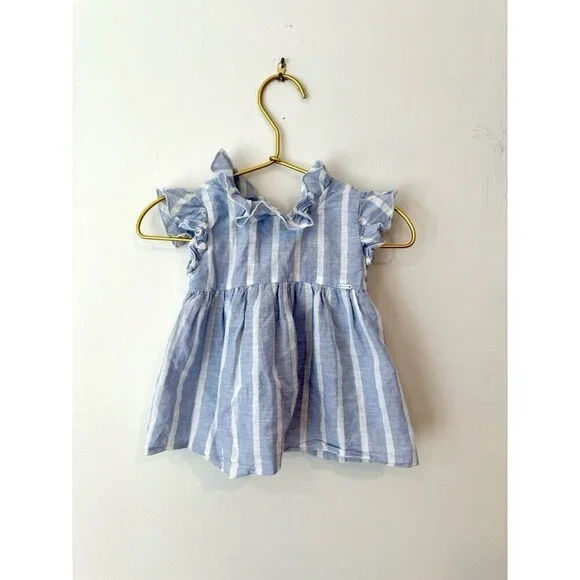 Mayoral Floral Flutter Sleeve Top Stripe Baby 12 Mo
