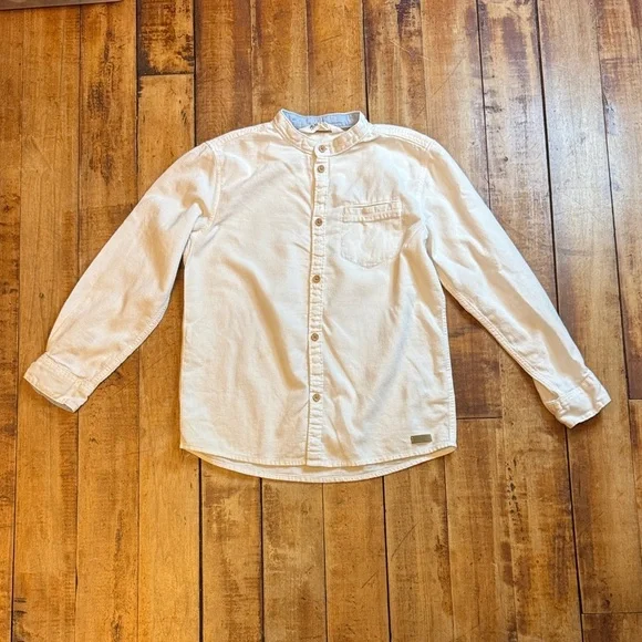 H&M Dress shirt size 7 boys white dress shirt cotton mandarin collar wedding