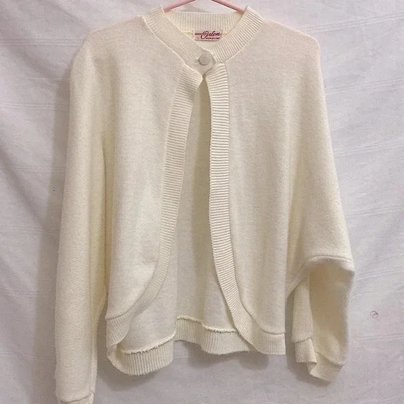Vintage 100% DuPont Orlon Knit Cardigan - Ivory