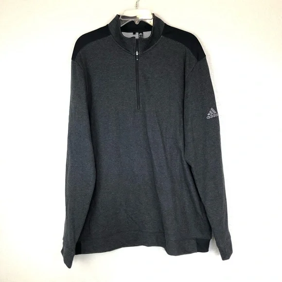 Men's Adidas 1/4 Zip Pullover Top Gray Embroidered Logo size XL