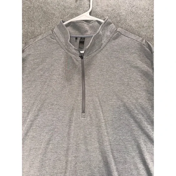 Adidas Mens XL Quarter Zip Pullover Heathered Grey Long Sleeve Athletic Top