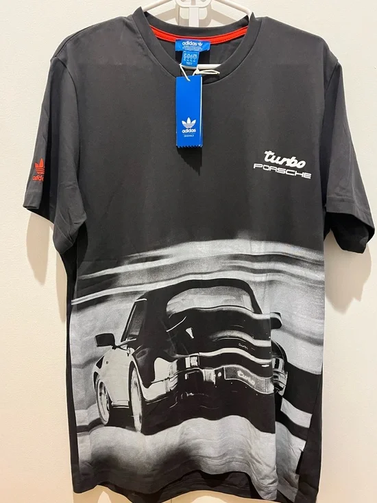 adidas Black & Red Porsche Turbo Graphic Short-Sleeve Tee