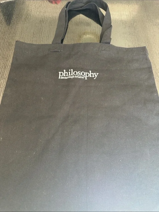 Philosophy Black Canvas Duffel Tote with White Logo