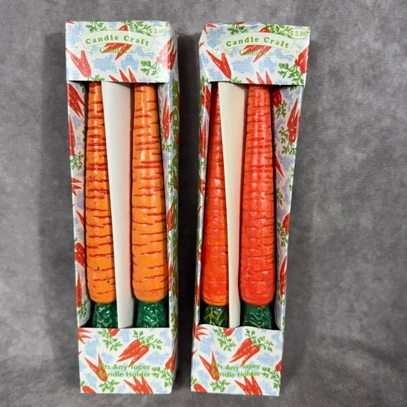 Vtg 1996 Loomco Carrot Taper Candles Set of 4 Easter Spring Decor 10