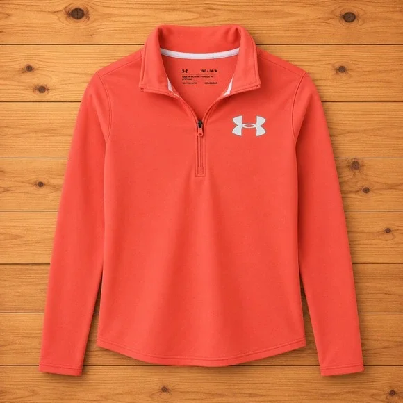 Under Armour Youth Medium Orange ColdGear Quarter Zip Pullover Long Sleeve Top