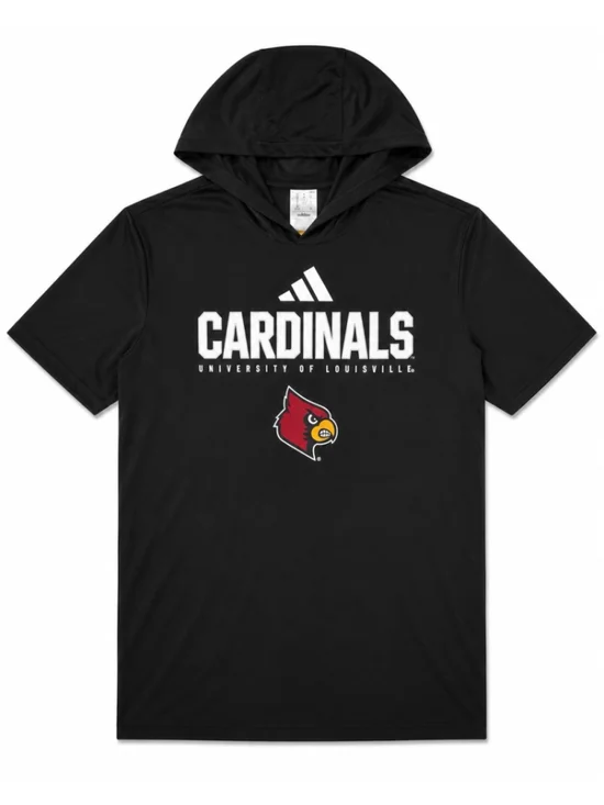 Adidas Louisville Cardinals Sideline Hooded TShirt NEW Mens 2XL Black Aeroready