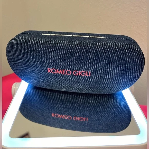 Romeo Gigli Denim Glasses Case For Designer Sunglasses Clamshell Soft Lining