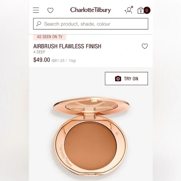 Charlotte Tilbury Gold Compact with Airbrush Flawless Finish