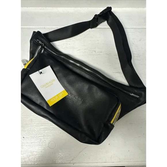 Calvin Klein Fragrances‎ Track Belt Bag In Black Yellow Colorblock NEW Unisex