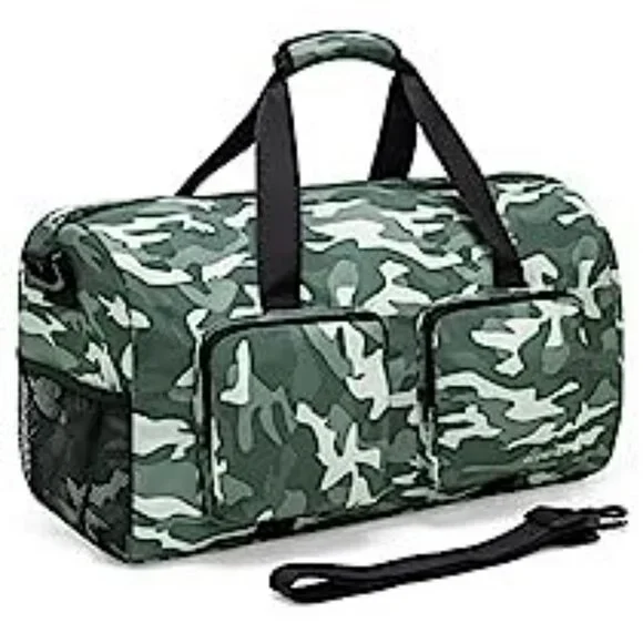 NEW! Lightweight Duffel Tote with Camo Design, Shoe Storage & Shoulder Strap