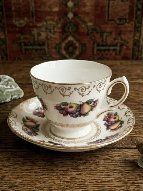 Vintage Colclough Bone China Fruit Tea Cup & Saucer