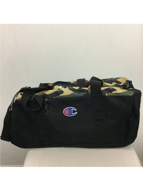 Champion Black Duffel with Green Camo Top