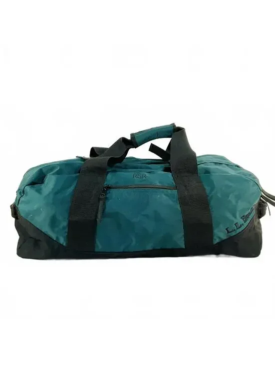 L.L. Bean Made in USA Green and Black Duffel Bag Style V273