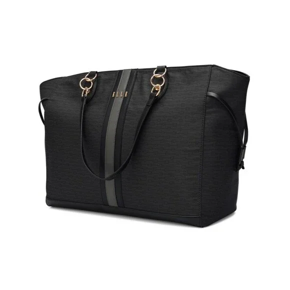 ELLE Luggage Eleganza 32L Weekender Tote Bag Black Travel Gray Stripe travel 🏖