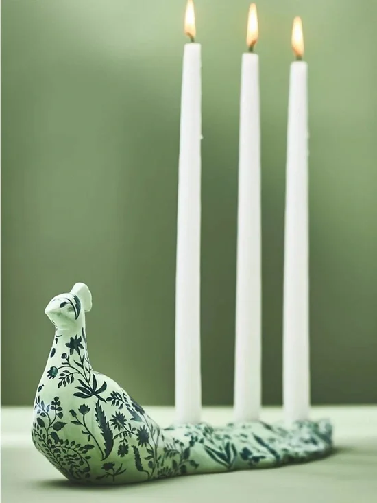 NWT Anthropologie Peacock Candle Holder