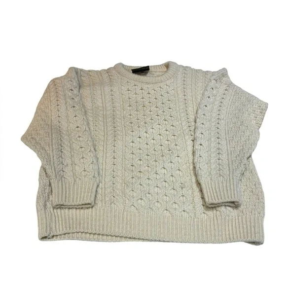 Carraig Donn Merino Wool Sweater Cream Size XL