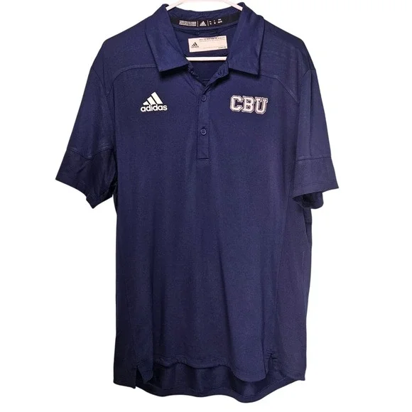 Adidas CBU Lancers Mens Navy Blue Performance Polo Shirt Sz Medium Short Sleeve