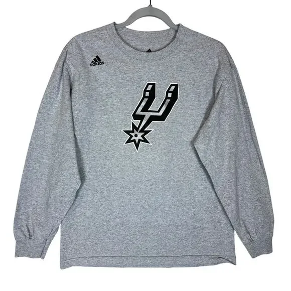 Adidas San Antonio Spurs Sweatshirt Men Medium Gray #2 Kawhi Leonard Long Sleeve