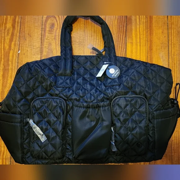 Samantha Brown Black Quilted Weekender Tote NWT