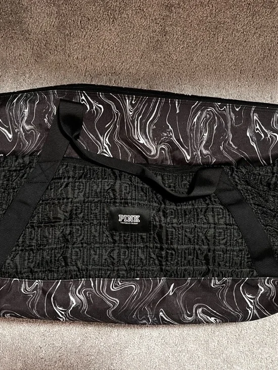 PINK Victoria's Secret Black Marble-Trim Duffel