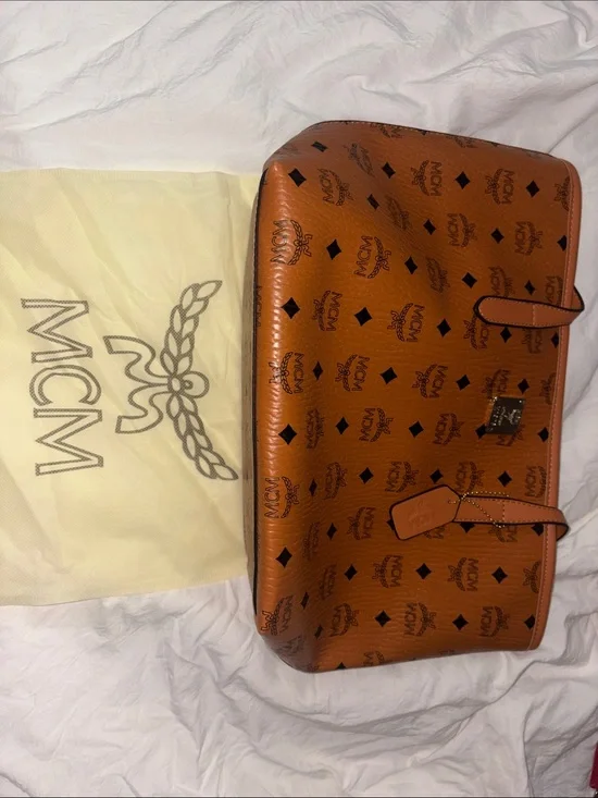 Cognac Brown Visetos Logo Duffel Bag