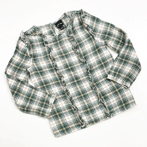 Art Class toddler girls plaid ruffle long sleeve top
