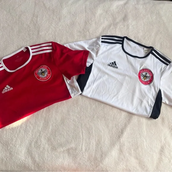 Relentless Soccer Club‎ Set Of 2 Adidas Dri Fit Shirts XS Kids Red White