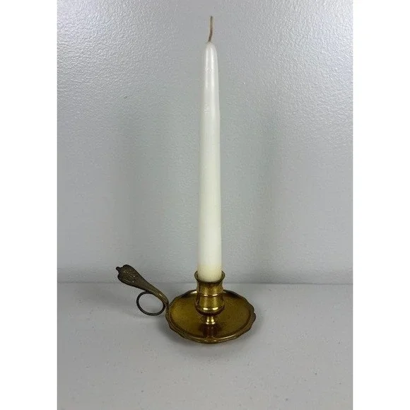 Gallery Originals Shelburne Museum Brass Chamberstick Finger Loop Candle Holder