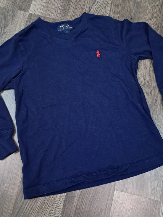 Polo Ralph Lauren Toddler Tshirt Blue Navy Red Pony Crew Long Sleeve Size 3T