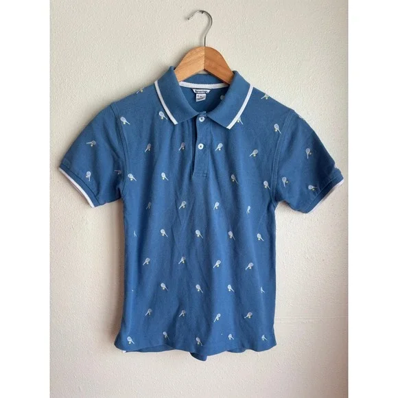 Hartstrings Kids Blue Tennis Print Short Sleeve Polo Shirt‎ Size 10
