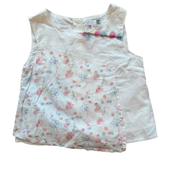 Deux par Deux Embroidered‎ Top Girls Size 2 White