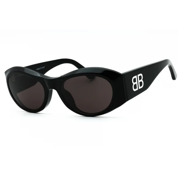 NWT Balenciaga BB0396SK Black Oval 55mm Sunglasses