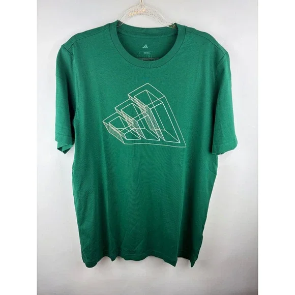 Adidas M T Fill‎ Tee Collegiate Green Geometric Graphic Retro Large 100% Cotton