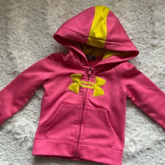Under Armour Baby Girl Kids Hoodie Pink Zip Up Sweatshirt Jacket 18M