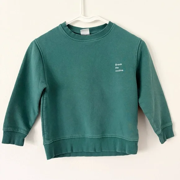Zara Girls Teal Break The Routine Crewneck Pullover Sweatshirt Size 7