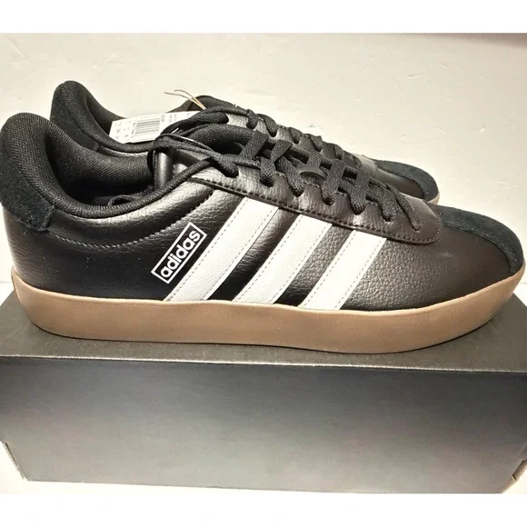 Adidas VL Court 3.0 Mens Sneakers Black White Gum ID6286 Size 11.5 NEW