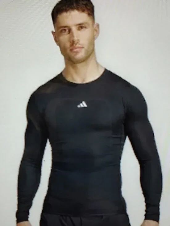 NWT Adidas Techfit Compression Training Long Sleeve Tee Navy Men's Size S
