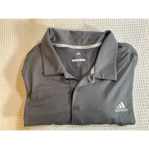 Adidas Golf Mens Shirt 2XL Gray‎ Short Sleeve Polo