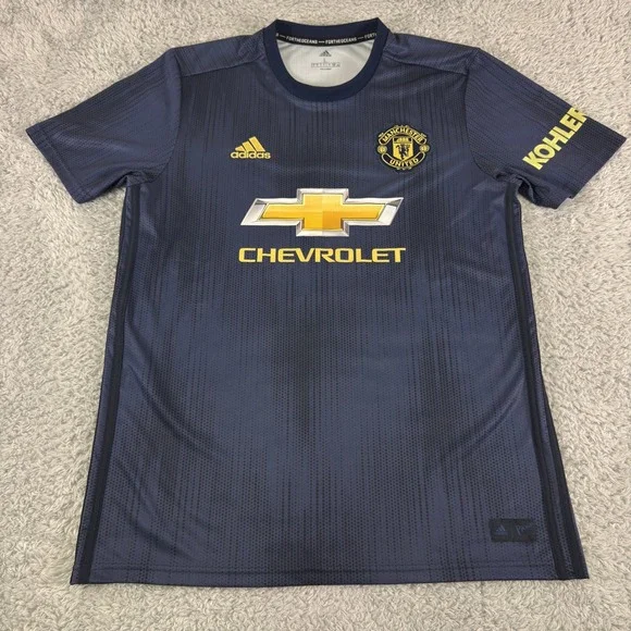 Adidas Manchester‎ United 2018-19 Third Jersey Parley Navy Blue Gold Mens Large