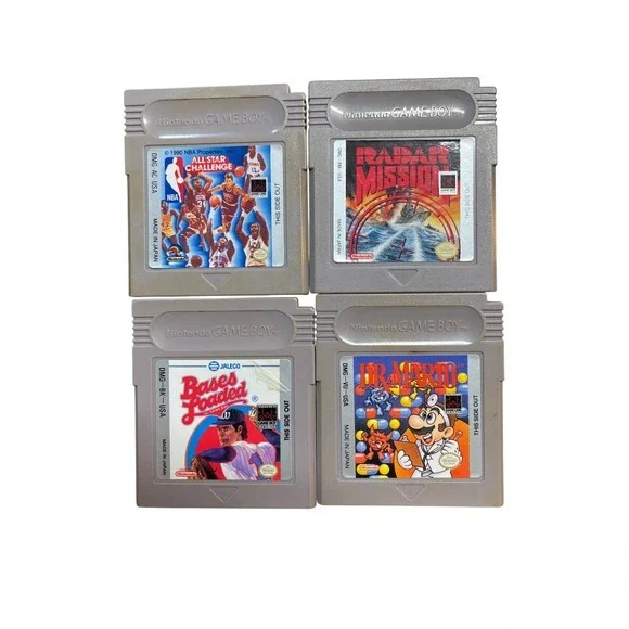 Nintendo Game Boy 4 Game Lot Dr Mario NBA Baseball Radar Mission Untested